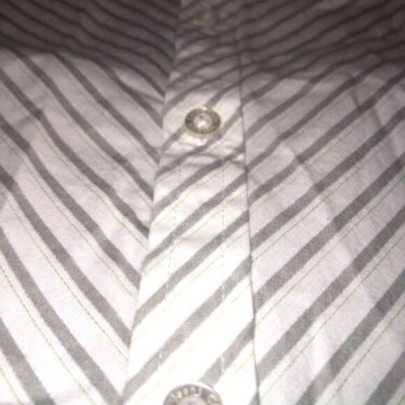 Calvin Klein Jeans Shirt Size Medium White Striped Gray Button Up Casual - Picture 8 of 10